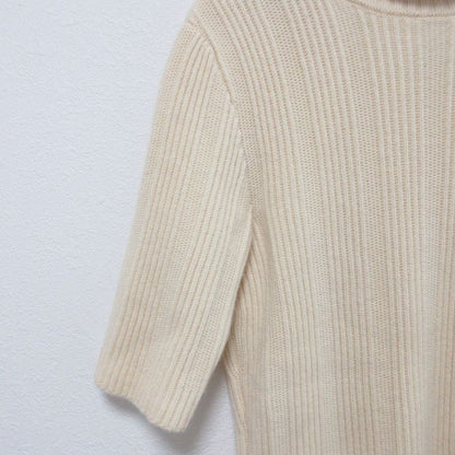 Good Celine 100% Cashmere Turtleneck Half Sleeve Ribbed Knit Sweater Size M