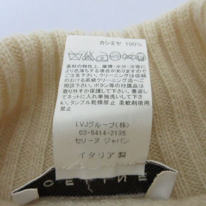 Good Celine 100% Cashmere Turtleneck Half Sleeve Ribbed Knit Sweater Size M