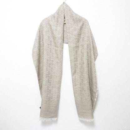 Gucci GG Pattern Wool and Silk Scarf Size 70 X 20cm (7.87in) Beige Ladies Used