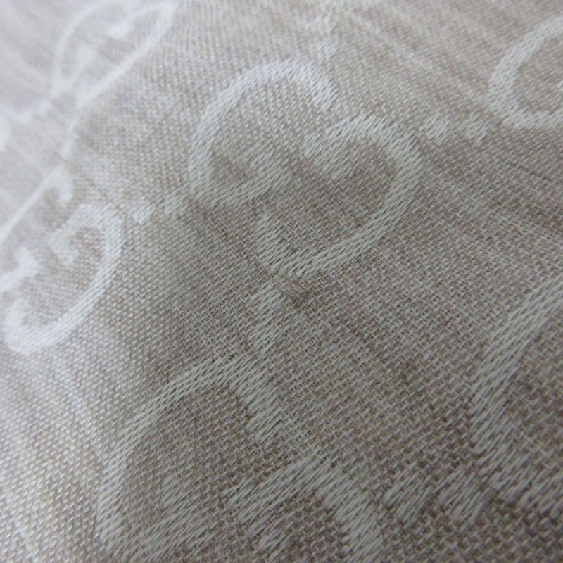 Gucci GG Pattern Wool and Silk Scarf Size 70 X 20cm (7.87in) Beige Ladies Used