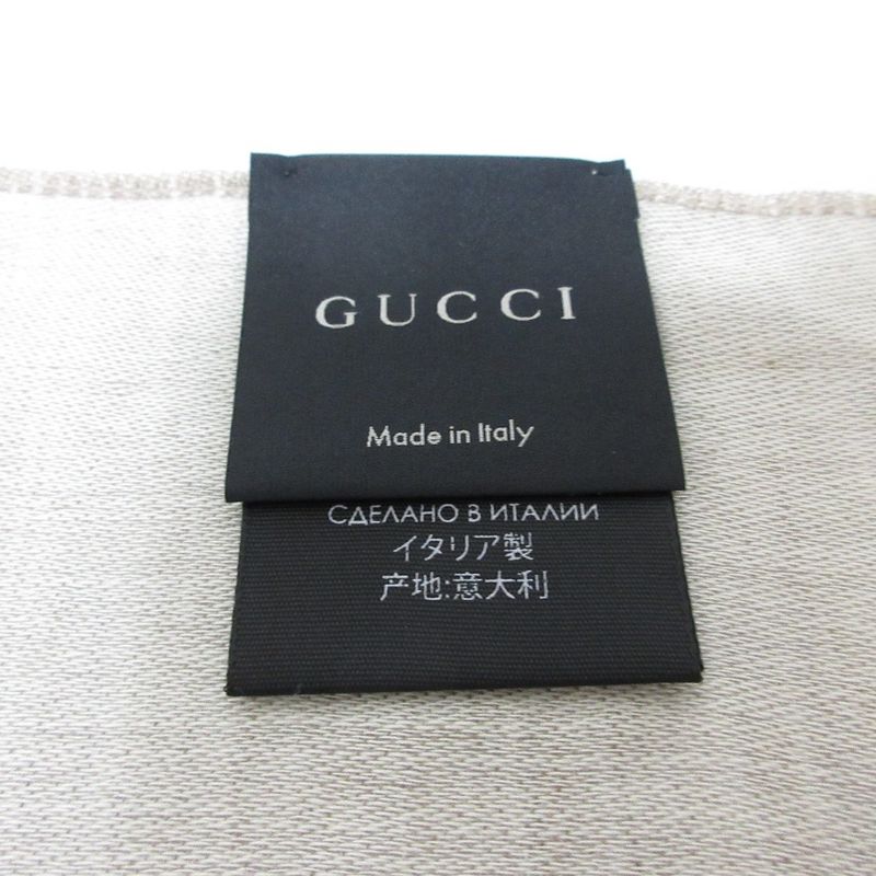 Gucci GG Pattern Wool and Silk Scarf Size 70 X 20cm (7.87in) Beige Ladies Used