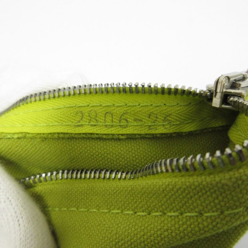 Hermes Bora Canvas Pouch Yellow Green Women Used