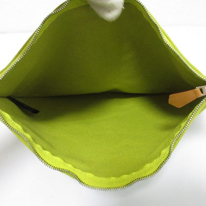 Hermes Bora Canvas Pouch Yellow Green Women Used