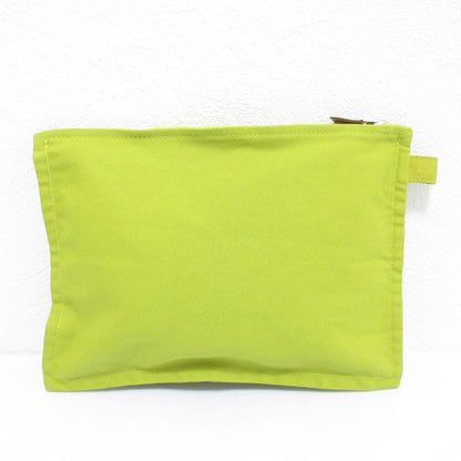Hermes Bora Canvas Pouch Yellow Green Women Used