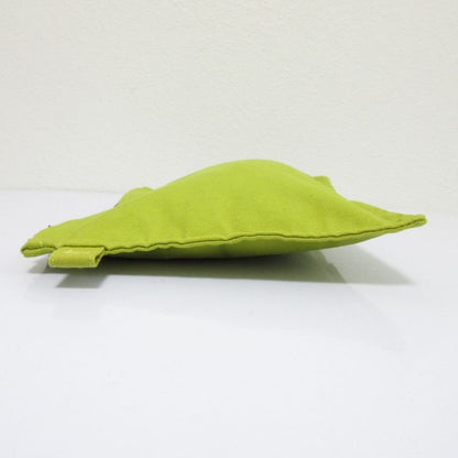 Hermes Bora Canvas Pouch Yellow Green Women Used
