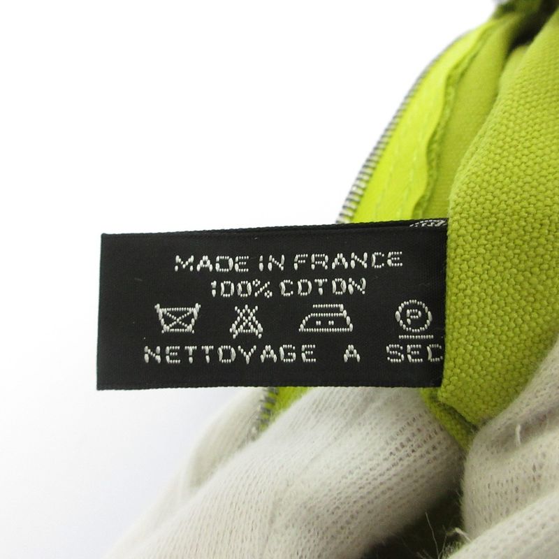 Hermes Bora Canvas Pouch Yellow Green Women Used