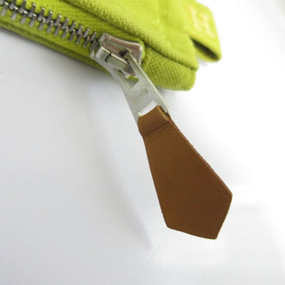 Hermes Bora Canvas Pouch Yellow Green Women Used