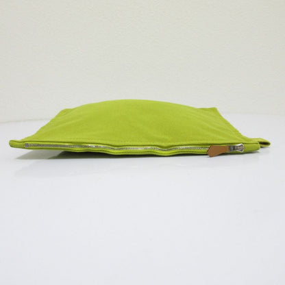 Hermes Bora Canvas Pouch Yellow Green Women Used