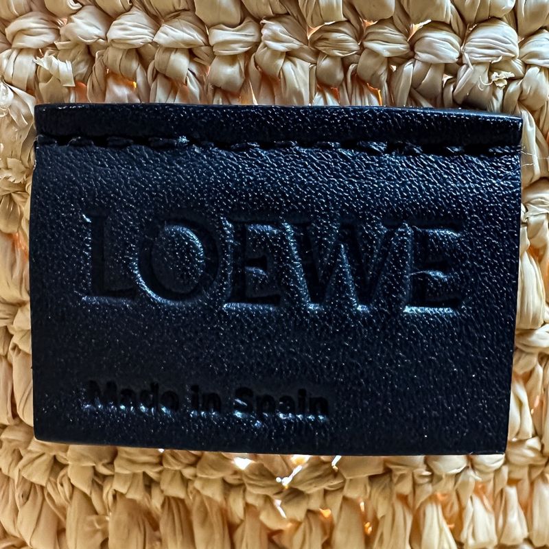 Loewe Raffia Flamenco Clutch Medium 2way Tote Bag Shoulder Bag Natural Black