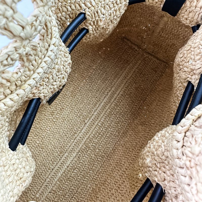 Loewe Raffia Flamenco Clutch Medium 2way Tote Bag Shoulder Bag Natural Black