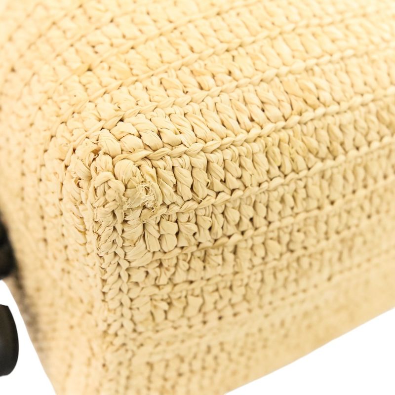 Loewe Raffia Flamenco Clutch Medium 2way Tote Bag Shoulder Bag Natural Black