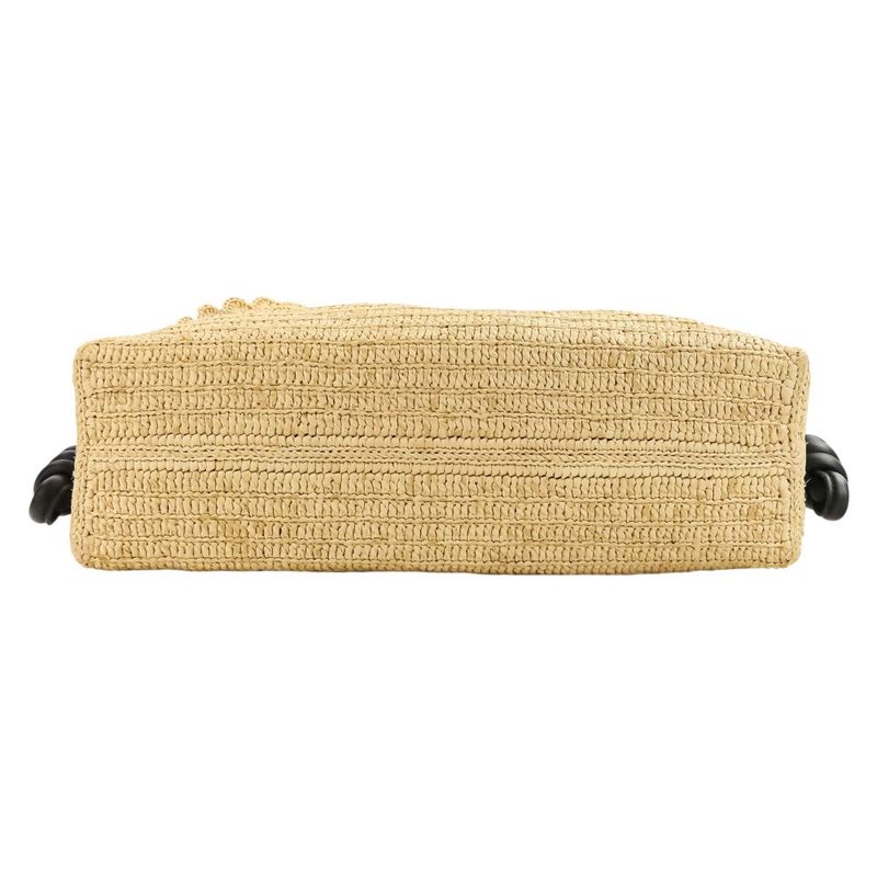 Loewe Raffia Flamenco Clutch Medium 2way Tote Bag Shoulder Bag Natural Black