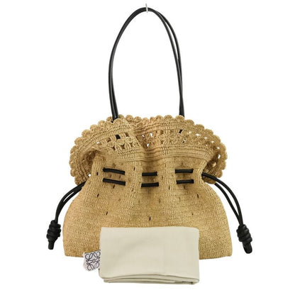 Loewe Raffia Flamenco Clutch Medium 2way Tote Bag Shoulder Bag Natural Black