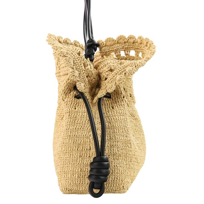 Loewe Raffia Flamenco Clutch Medium 2way Tote Bag Shoulder Bag Natural Black