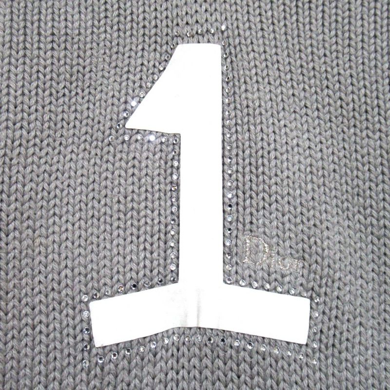 Christian Dior Rhinestone V-Neck Knit Sweater Kids Size 12a Gray Kids Used
