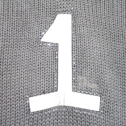 Christian Dior Rhinestone V-Neck Knit Sweater Kids Size 12a Gray Kids Used