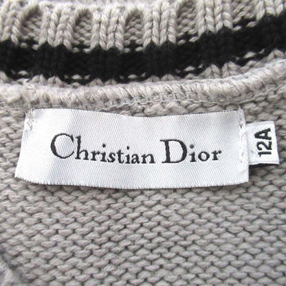 Christian Dior Rhinestone V-Neck Knit Sweater Kids Size 12a Gray Kids Used