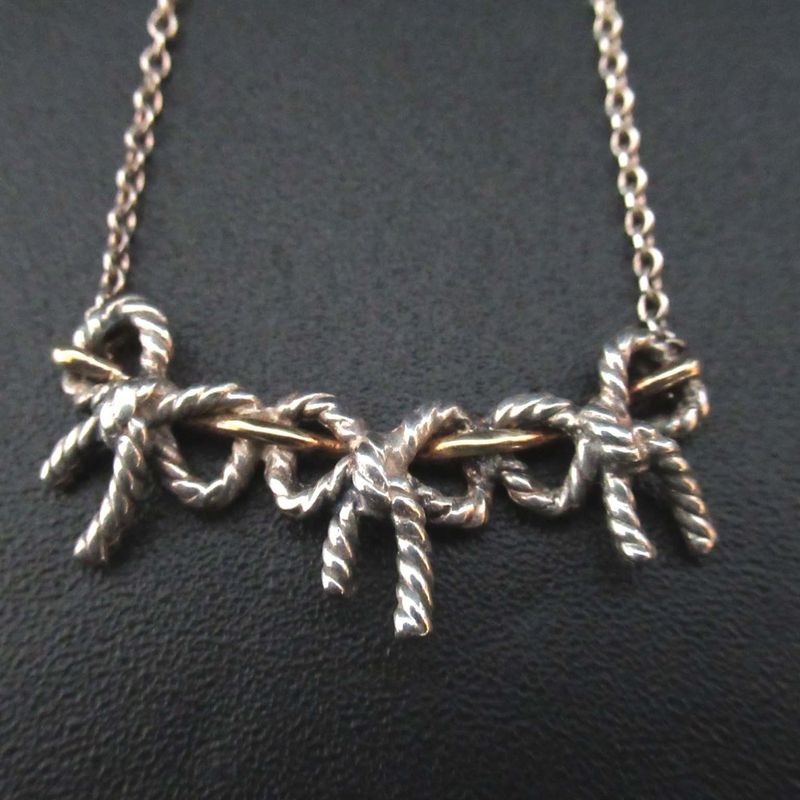 Tiffany & Co Tiffany & Co Triple Ribbon Necklace 925sv×750 Silver×gold Ladies