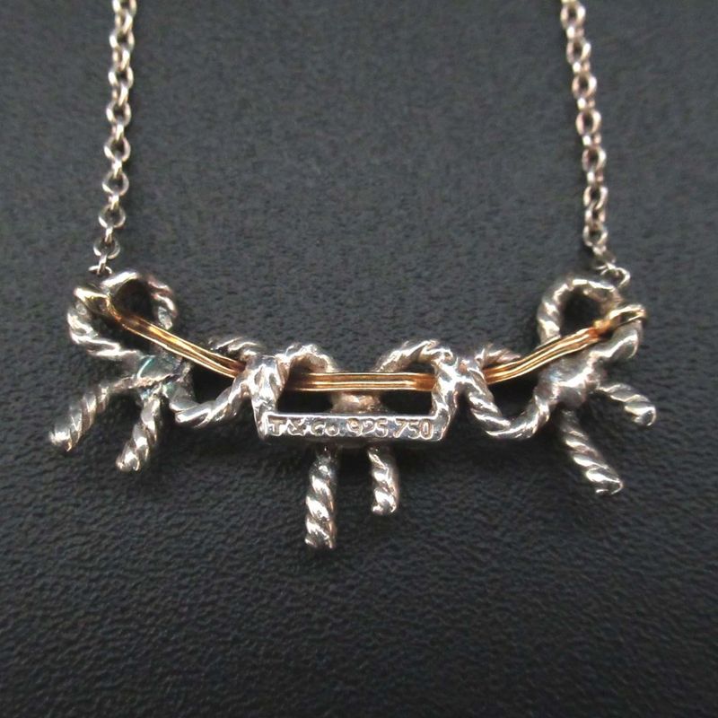 Tiffany & Co Tiffany & Co Triple Ribbon Necklace 925sv×750 Silver×gold Ladies