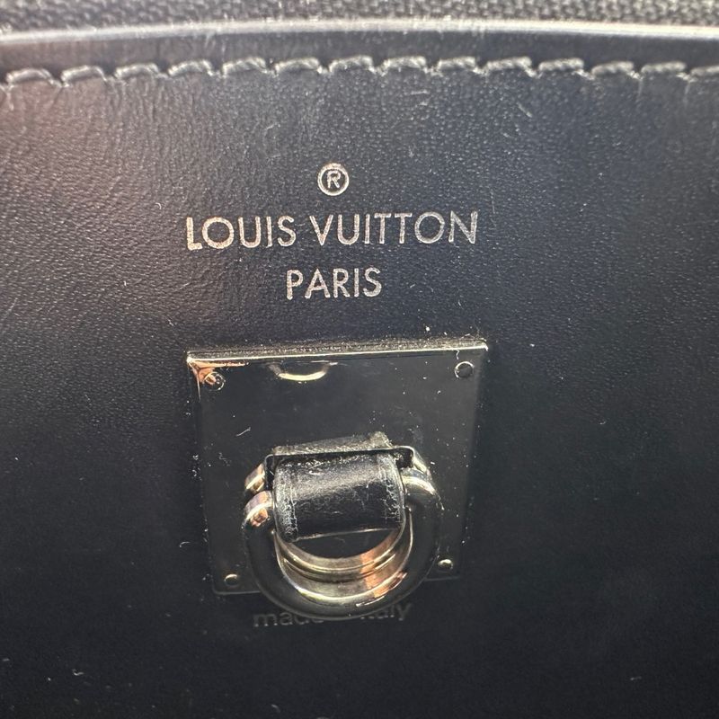 Louis Vuitton City Steamer MM V Stitch Leather Tote Bag Handbag Black Ladies
