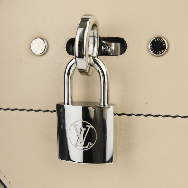 Louis Vuitton City Steamer MM V Stitch Leather Tote Bag Handbag Black Ladies