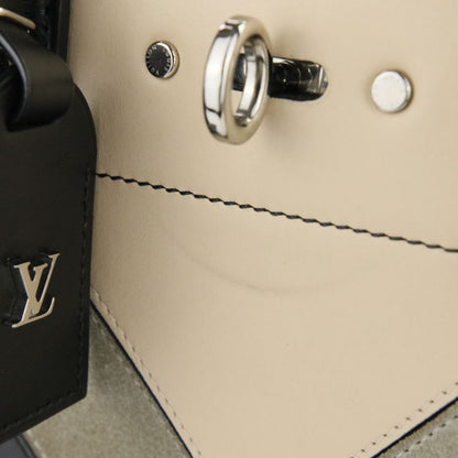 Louis Vuitton City Steamer MM V Stitch Leather Tote Bag Handbag Black Ladies