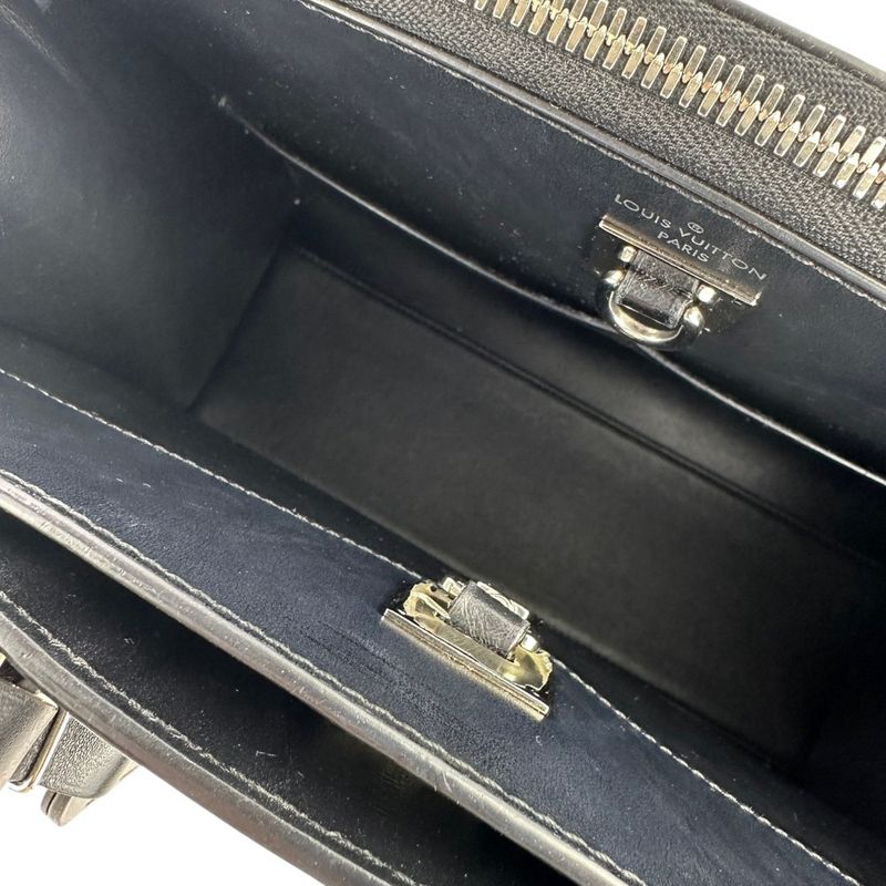 Louis Vuitton City Steamer MM V Stitch Leather Tote Bag Handbag Black Ladies