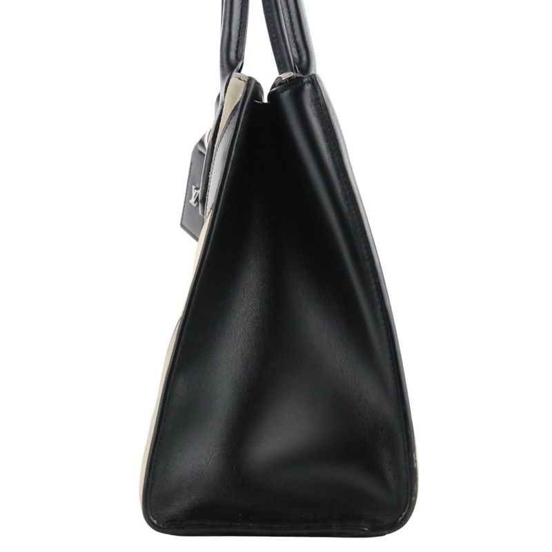 Louis Vuitton City Steamer MM V Stitch Leather Tote Bag Handbag Black Ladies