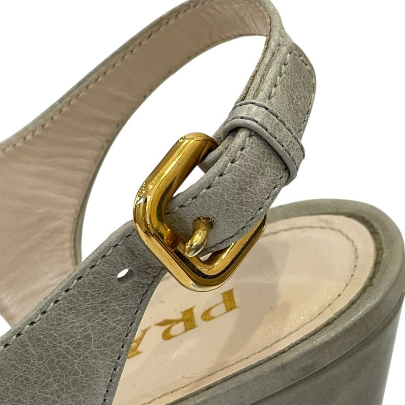 Good Prada Cross Design Square Toe Wedge Sole Sandals 38 25cm (9.84in) Equivalen