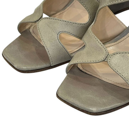 Good Prada Cross Design Square Toe Wedge Sole Sandals 38 25cm (9.84in) Equivalen