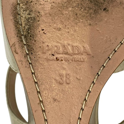 Good Prada Cross Design Square Toe Wedge Sole Sandals 38 25cm (9.84in) Equivalen