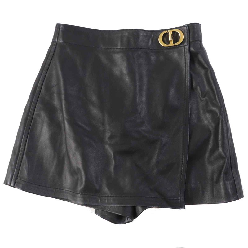Christian DIOR 045p45al015 Lambleather 100% Silk Wrap Shorts With CD Buckle