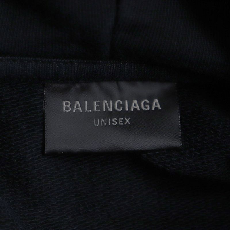 Balenciaga 23AW 739024 100% Cotton Damaged Logo Print Large Fit Pullover