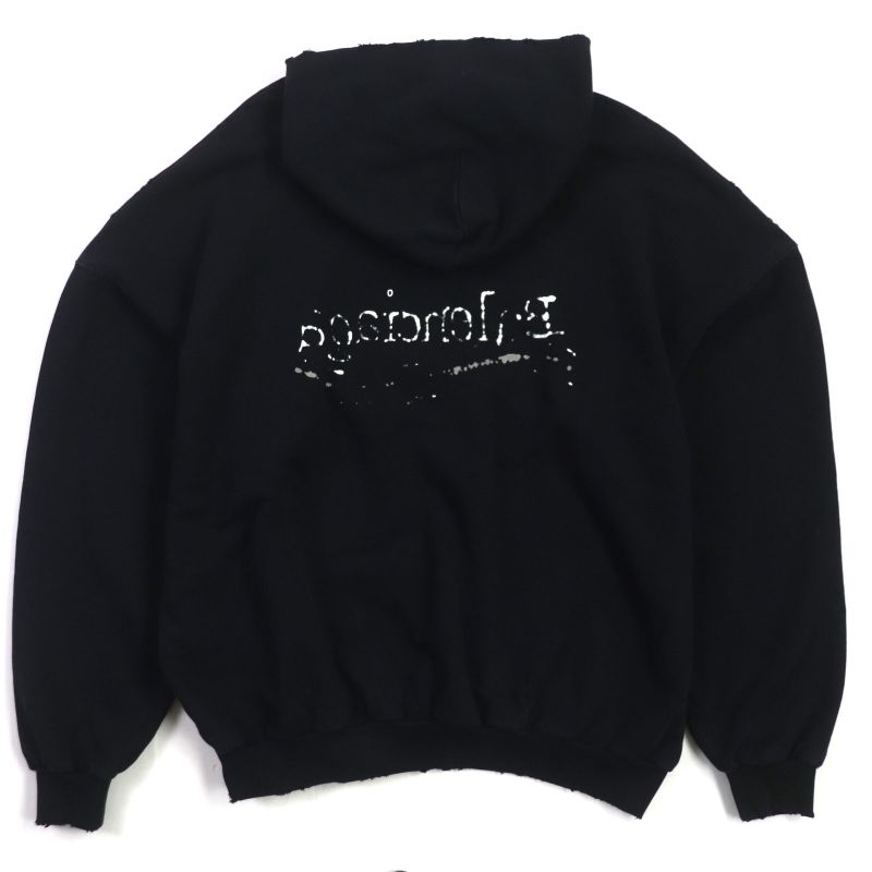 Balenciaga 23AW 739024 100% Cotton Damaged Logo Print Large Fit Pullover