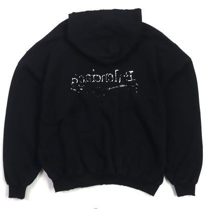 Balenciaga 23AW 739024 100% Cotton Damaged Logo Print Large Fit Pullover