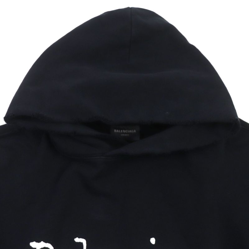 Balenciaga 23AW 739024 100% Cotton Damaged Logo Print Large Fit Pullover