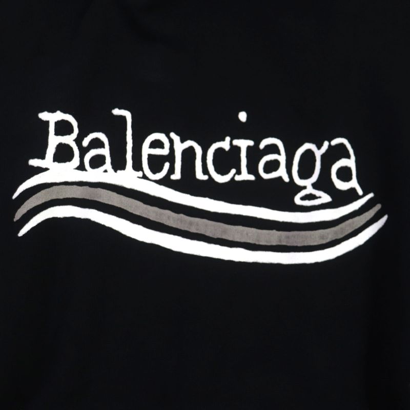Balenciaga 23AW 739024 100% Cotton Damaged Logo Print Large Fit Pullover
