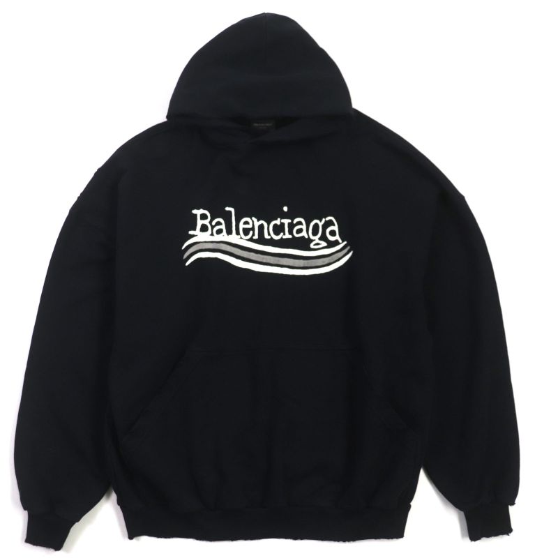 Balenciaga 23AW 739024 100% Cotton Damaged Logo Print Large Fit Pullover