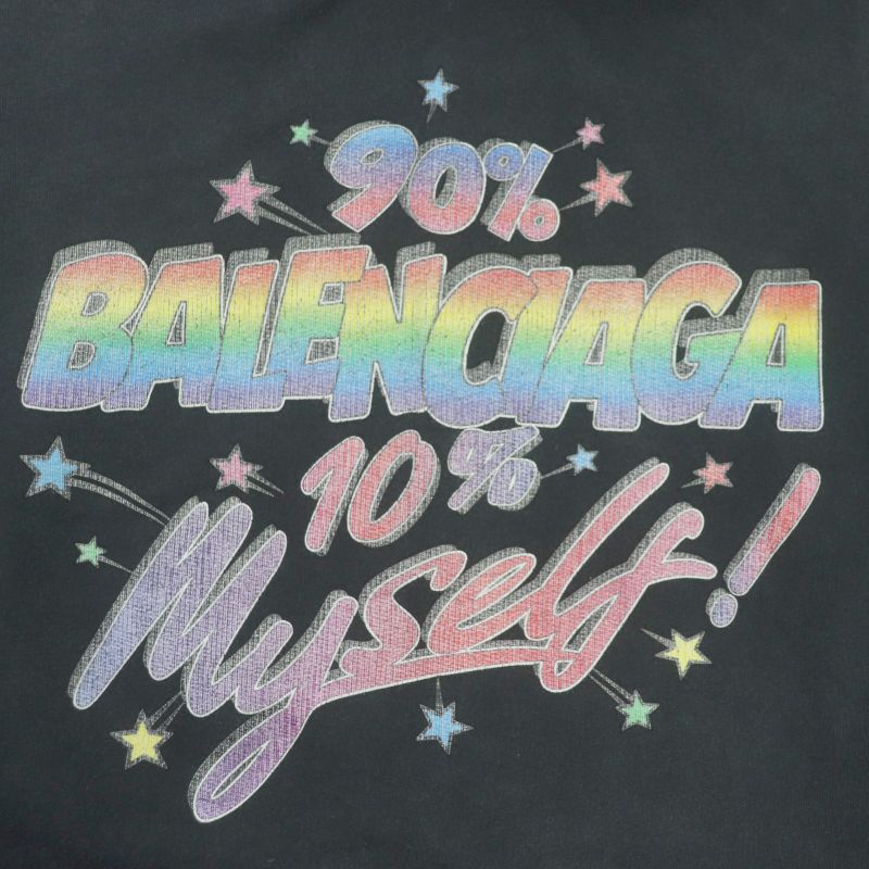 Balenciaga 22AW 674986 100% Cotton Logo Print Paint Crash Damaged Pullover