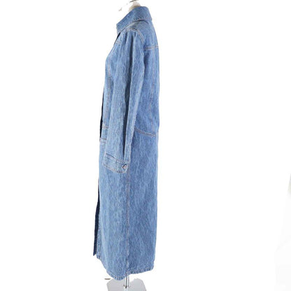 CHANEL P45071 100% Cotton Lion Button Camellia Jacquard Denim Dress/coat