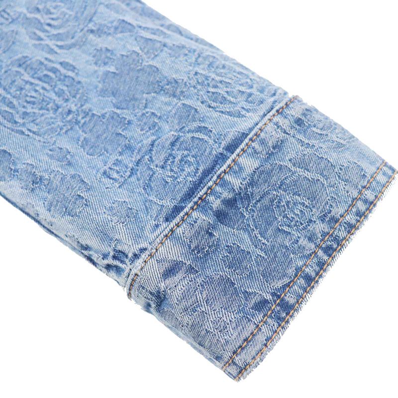 CHANEL P45071 100% Cotton Lion Button Camellia Jacquard Denim Dress/coat