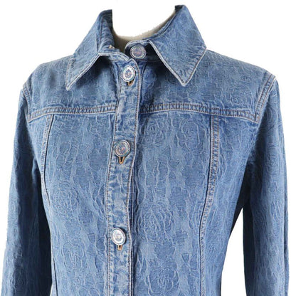 CHANEL P45071 100% Cotton Lion Button Camellia Jacquard Denim Dress/coat