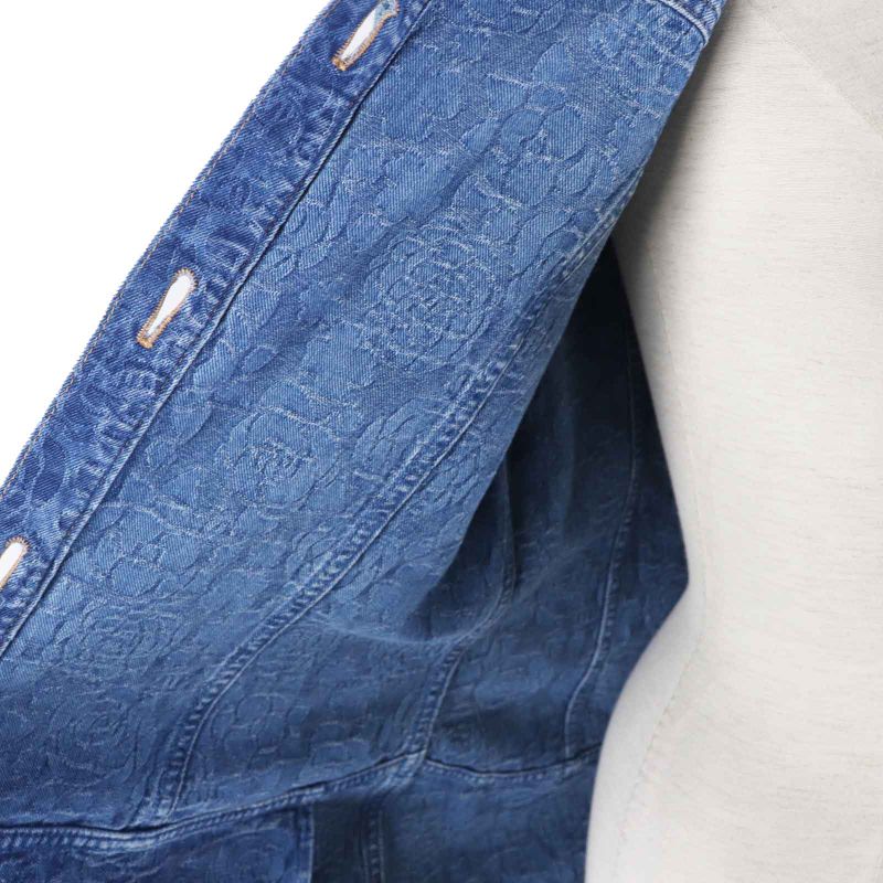 CHANEL P45071 100% Cotton Lion Button Camellia Jacquard Denim Dress/coat