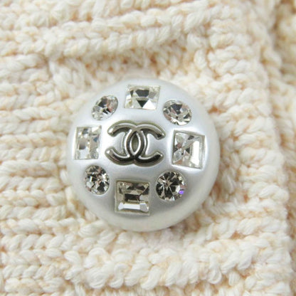 CHANEL 23S P75071 Cotton Polyamide Cropped Cardigan With Rhinestone Coco Mark