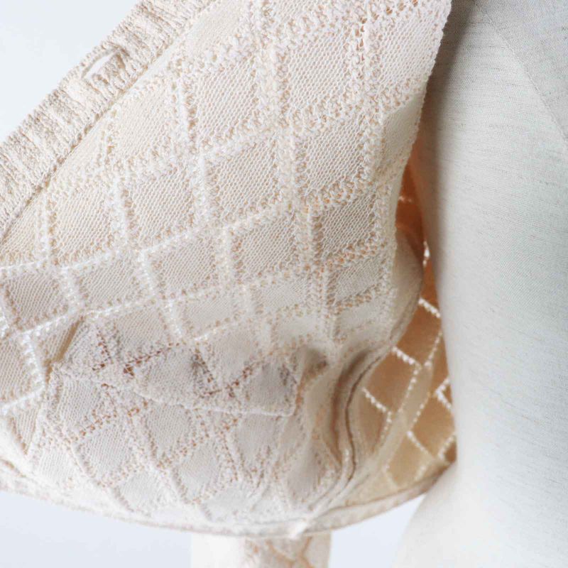 CHANEL 23S P75071 Cotton Polyamide Cropped Cardigan With Rhinestone Coco Mark