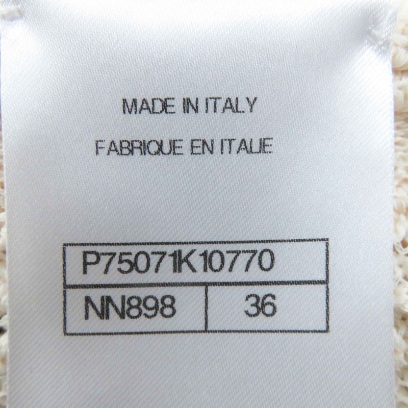 CHANEL 23S P75071 Cotton Polyamide Cropped Cardigan With Rhinestone Coco Mark