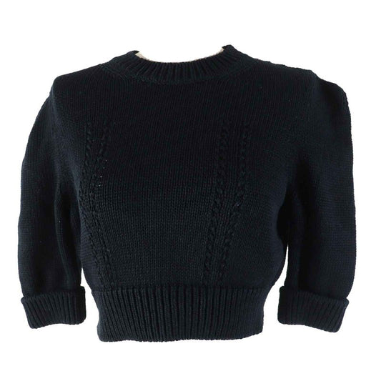 CHANEL 22S P72760 Cropped Short-sleeved Knit With Rhinestone Coco Mark Buttons