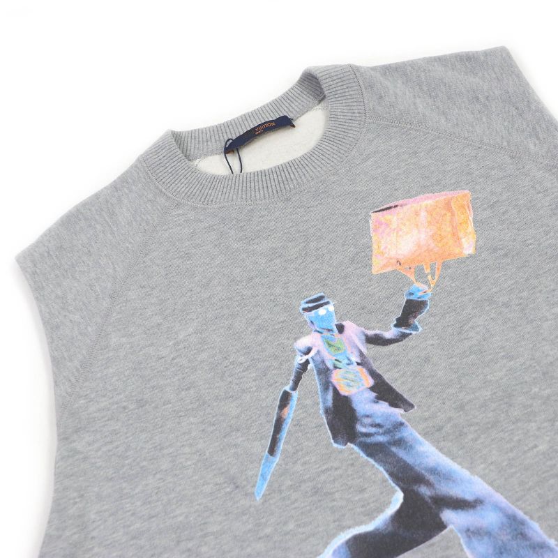 Louis Vuitton 21AW 1a972h Cotton Neon Workingman Sleeveless Sweatshirt Grey S