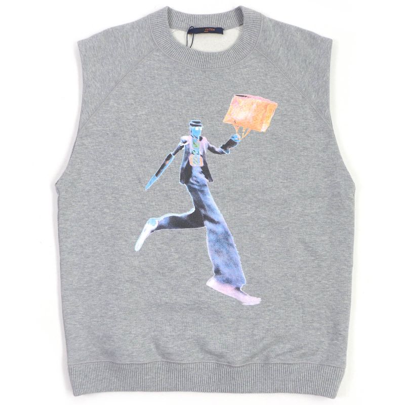 Louis Vuitton 21AW 1a972h Cotton Neon Workingman Sleeveless Sweatshirt Grey S