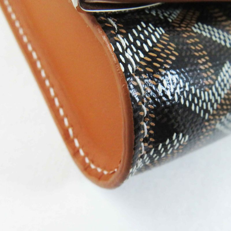 goyard Monte Carlo PM PVC Calfskin Wood Shoulder Bag / Clutch Bag Black Brown